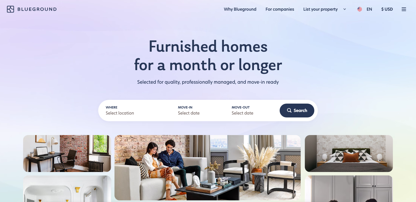 Blueground homepage