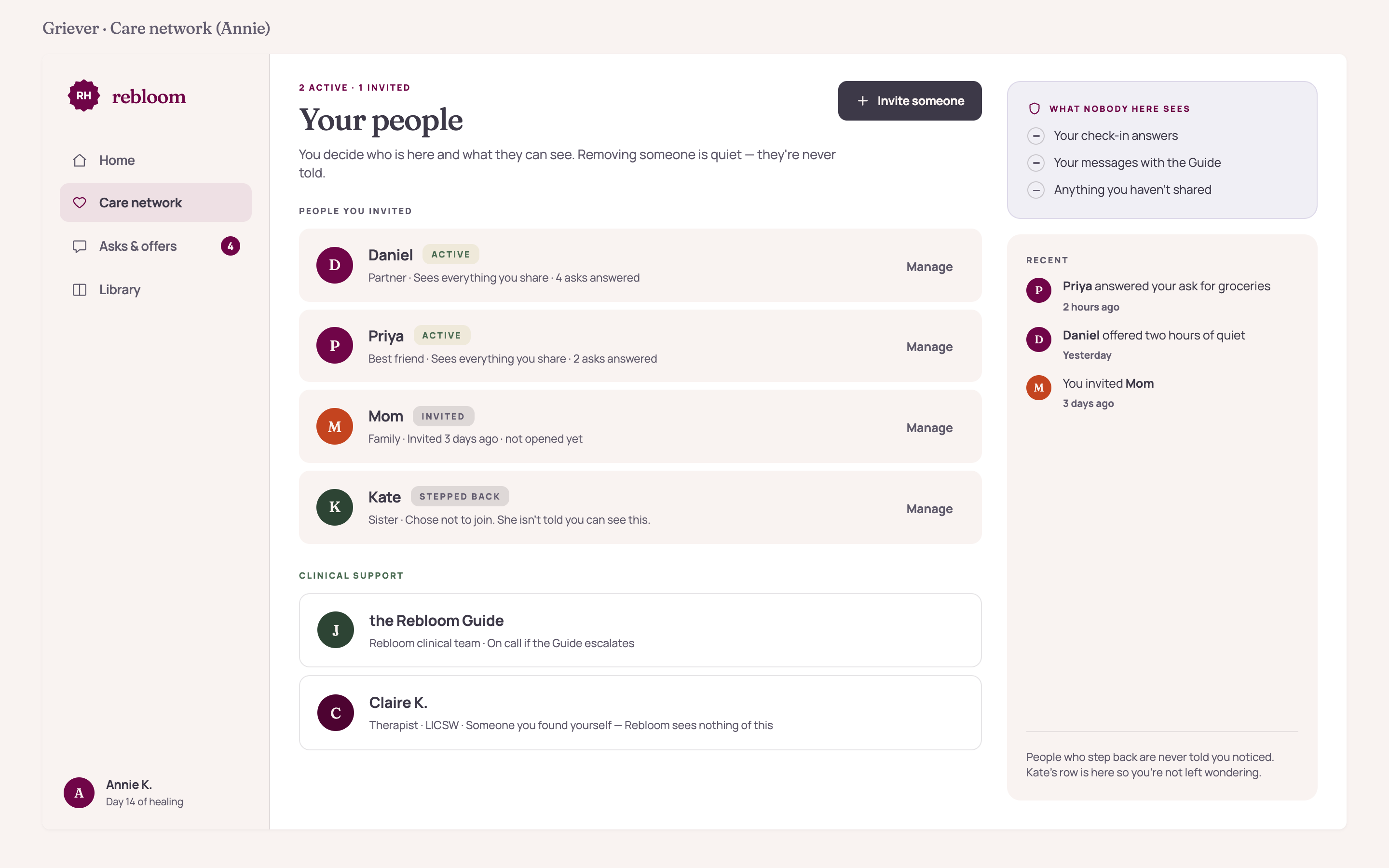 Rebloom care network screen